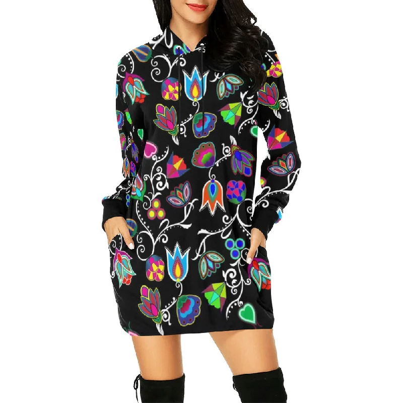 Indigenous Paisley Black Hoodie Dress