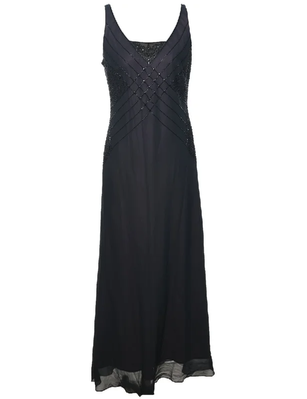 Beaded Black Evening Dress - L Cotton party dresses