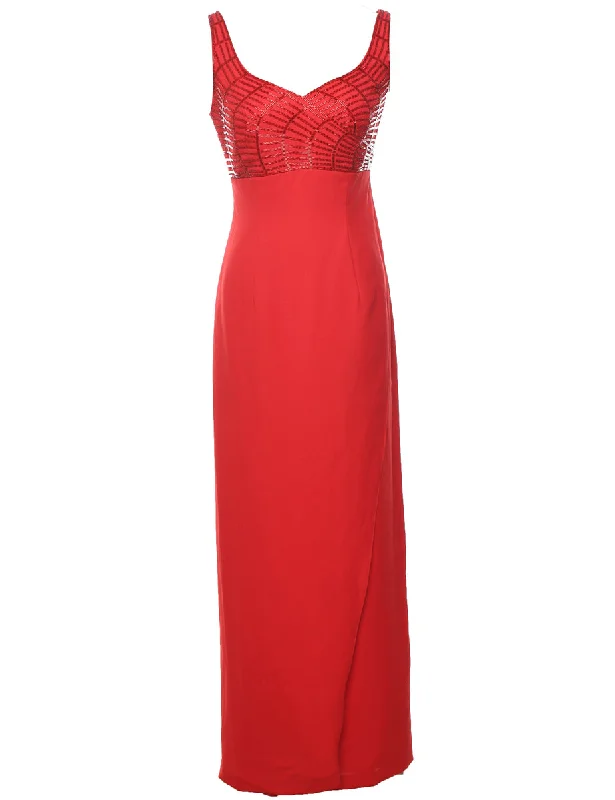 Beaded Red Evening Dress - S Sexy party dresses