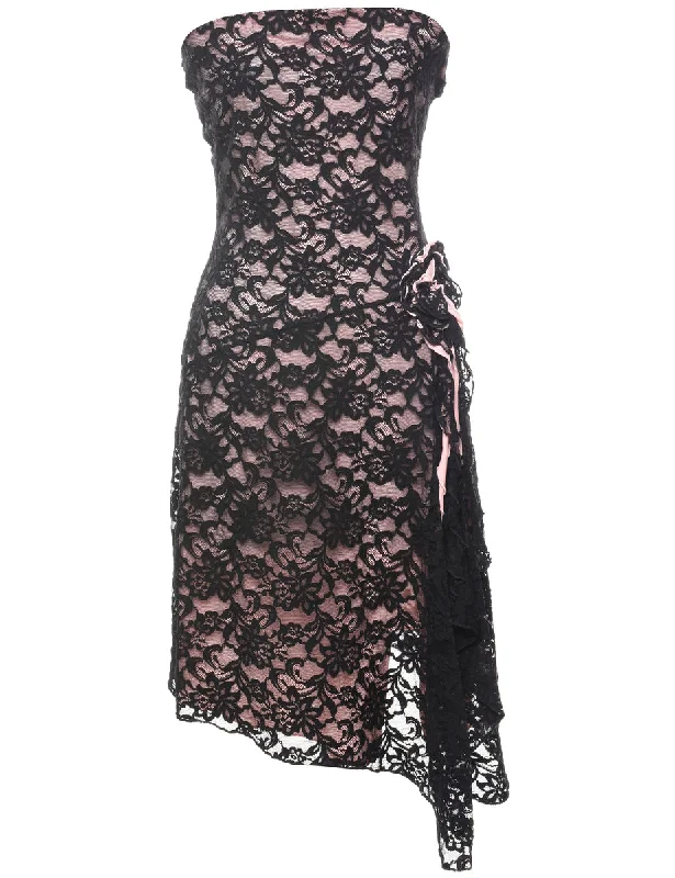 Black Lace Y2K Evening Dress  - M