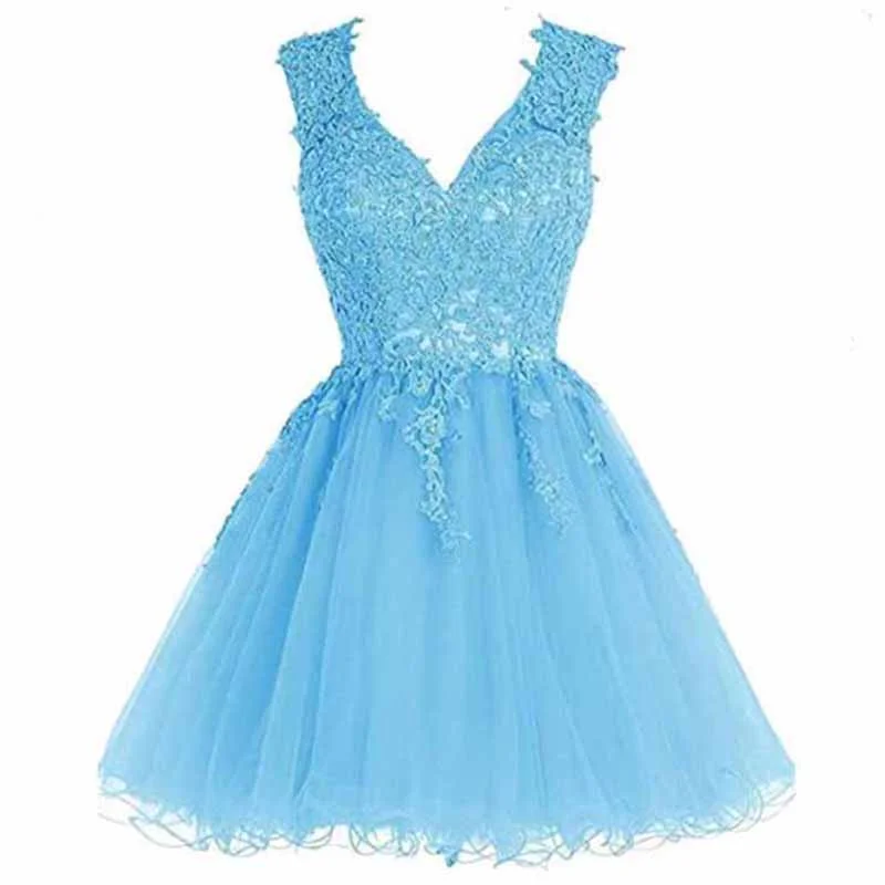 Lace Homecoming Dress Short Cocktail Dress Tulle Appliques Prom Dresses Knitted party dresses