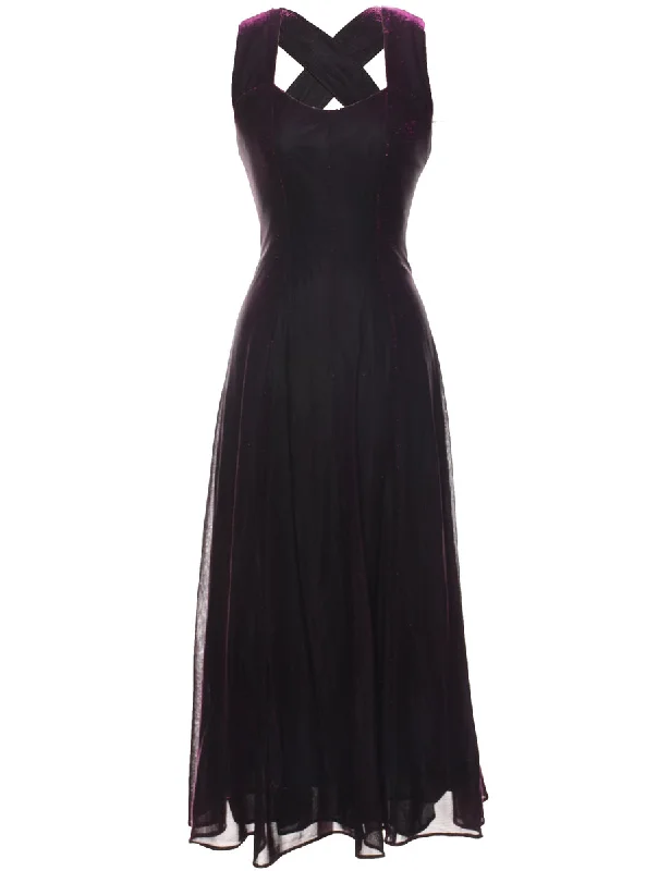 Lurex Thread Pattern Evening Dress - XS