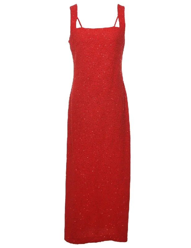 Red Sparkly Evening Dress - M Chiffon party dresses