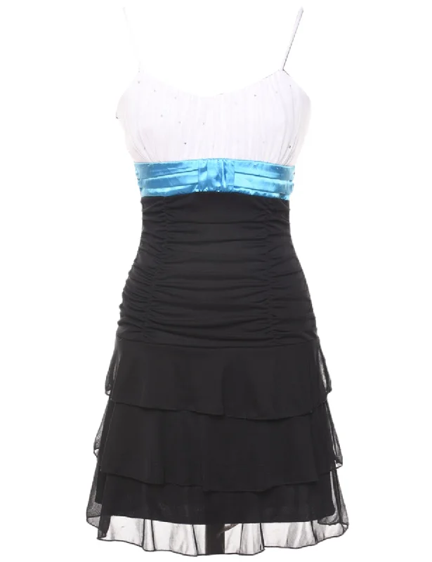 Strappy White, Blue & Black Evening Dress - M Dinner party dresses