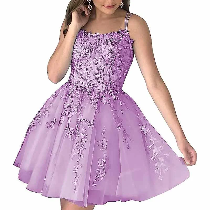 Women's Homecoming Dresses Short Prom Dress Lace Appliques Teens Party Gowns