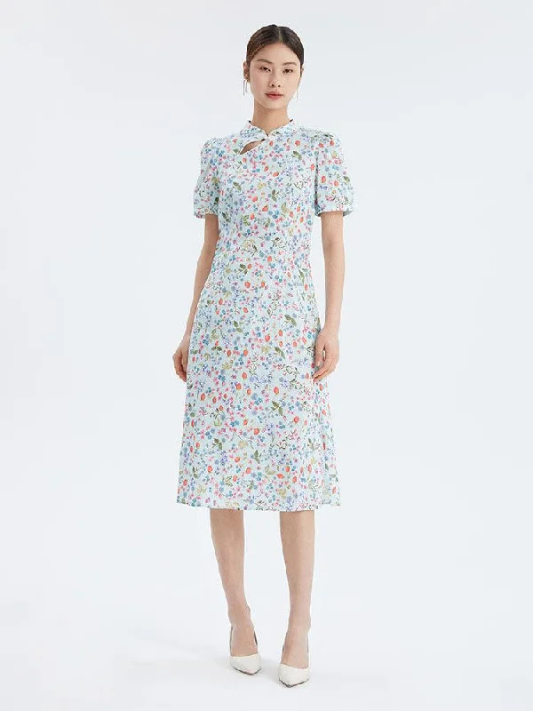 Cheongsam Collar Print Dress