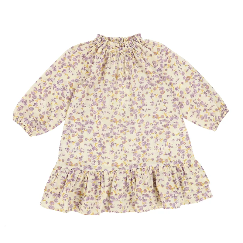 BEBE ORGANIC CREAM VIOLET FLORAL DRESS