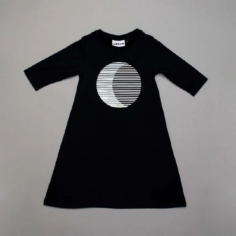 SHAPES BLACK SUN MOON LS DRESS