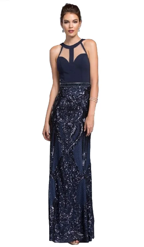 Aspeed Design - Sequined Halter Sheath Prom Dress