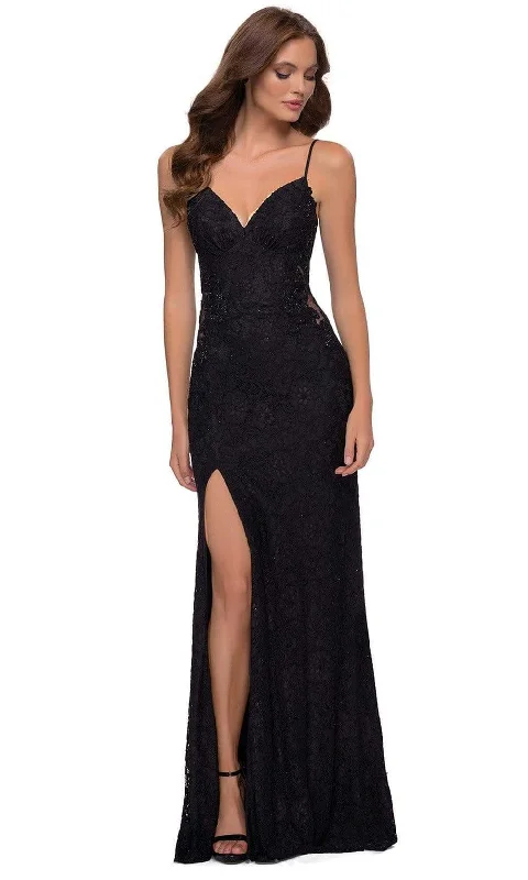 La Femme - 29694 Stretch Lace V Neck Sheath Dress